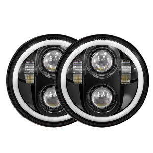 For 15-17 Indian Scout 5.75INCH LED DRL Headlight Replacement 5-3/4" Motorcycle Head Light White Halo Ring Angle Eye Headlamp