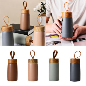สไตล์นอร์ดิกฉนวนถ้วยกาแฟ 304 สแตนเลสสตีลไม้แก้ว THERMOS แบบพกพาน้ําขวดชาแก้ว Thermocup
