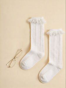 Purcotton | Antibacterial Comfortable High Socks With Lace Trim