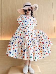 Girls Summer Dress Princess Style Fashionable Korean Version Big Kids Clothing Tagkita Brand A-Line Skirt Daily Wear