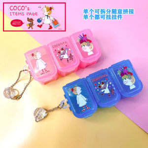 Mini Portable Cute Cartoon Medicine Box Coco Sauce PP Hanging Storage Organizer Detachable 7-Day Grid Pill Container