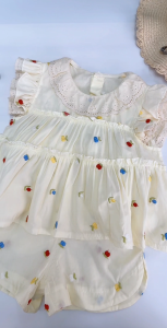 Baby Girl Clothes Set Kids Girl Outfit Fashion High Quality Sweet Korean Style Children Cute Cherry Embroidery short Sleeve Shorts 1 Set