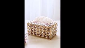 Romantika Gold Crystal Tissue Box luxury European-style Ins style napkins storage box Home decoration Restaurant Hotel Tableware