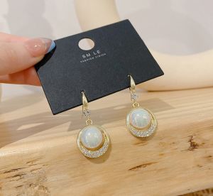 Moniko เข็มเงิน S925 ตั้งหูมุกใหญ่ๆ ให้ดูดี ต่างหูไข่มูกประดับเพชรทรงกลม ต่างหูแฟชั่นสำหรับผู้หญิง ต่างหูแฟชั่นเกาหลีใหม่ในปี 2022