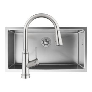 Hansgrohe | Stainless Steel Pull Down Faucet and Sink Set