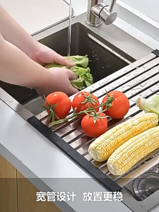 Foldable Sink Drain Rack 304 Stainless Steel Adjustable Kitchen Sink Rack Retractable Drain Rack 304 Steel Sink Storage