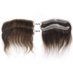 Mens Frontal Toupee V Loop 100% Human Hair Forehead Hairline Patch 0.06mm Thin Skin PU Hairline Mens Capillary Prosthesis