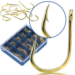 Fishing Accessories 70Pcs Fishing Hooks 3#-10# 10 Size Gold Metal Hooks in Box Cater for All Fishes Fishing Tackle Fishing Hooks