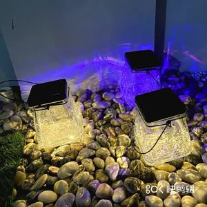 SXH  Lampu Gantung Solar Retak Lampu Teras Taman Luaran Lampu Meja Kaca Solar Square