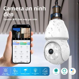 Camera Bóng Đèn Không Dây Chống Nước 360 Độ °   Camera Giám Sát Mini IP Wifi Tầm Nhìn Ban Đêm HD 1080P Toàn Cảnh PTZ Cho An Ninh Gia Đình