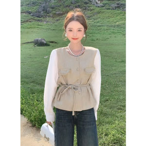 เสื้อเชิ้ตแขนยาวสไตล์ฝรั่งเศสสำหรับผู้หญิง ฤดูใบไม้ร่วง 2024 ใหม่ เสื้อคลุมกันหนาวสไตล์ฝรั่งเศส แขนยาว ปกโปโล แขนยาว แขนยาว