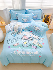 Cinnamoroll Babycinnamoroll Cotton Childrens Four-Piece Bedding Set 100 Pure Cotton Bed Sheet Duvet Cover Fitted Sheet Cartoon Three-Piece Set Dormitory Bedding