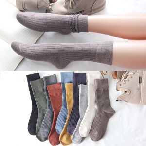 Ruizhijzg Ready Stock 1 pair Socks Thick Womens autumn and winter Sport Casual Ladies Teen Girl Female Soft Sleeping Sock Japanese Style Solid Color