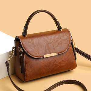 Fashionable Soft Leather Womens Crossbody Bag Large Capacity Handbag Shoulder Bag Trendy Mom Bag Casual Pure Color Zipper