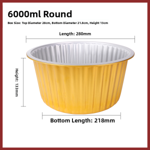 Gold Aluminum Foil Tin Paper Box Air Fryer Special Bowl Outdoor Cooking Utensils round Shape Disposable Dinnerware Set