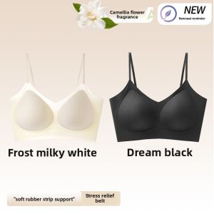 miiow | Invisible Womens Bralette Thin Strap Gathered Light Summer Bra Breathable Cool Feeling Foundation Liquid Nylon Cup Vest Style