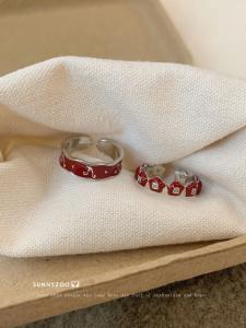 แหวนสีแดงดอกเชอร์รี่ SUNNYZOO แหวนทรงกลมสไตล์วินเทจสำหรับผู้หญิง เครื่องประดับแฟชั่น แหวนทรงกลม แหวนเพชรเทียม