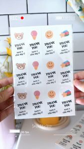 ใหม่ SmileSticker สติ๊กเกอร์ขอบคุณ กันน้ำ 100% ขนาด 3x6 cm จำนวน 48 ดวง เข้าตู้แช่ ตู้เย็น ทนความร้อน