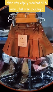 Chân váy KAKI xếp ly có lót lưới bên trong cho bé gái yêu (Không kèm đai lưng)