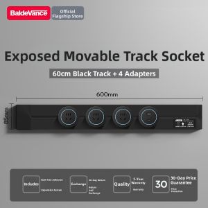 BaldeVance | Retro Wood Texture Movable Track Socket Power Strip