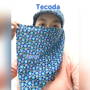 Combo 2 Nón Mũ Chống Nắng Ngoài Trời Nữ Che Mặt Có Khẩu Trang Đa Năng 2 Lớp Cotton Thoáng Khí Vành Nhỏ Hoa Thị TECODA