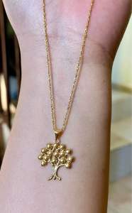 PAWNABLE 18K Saudi Gold Rope Chain(lightweight manipis)with 18K Saudi Gold Solid Tree of life Pendant(open back✨