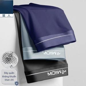 Mens Ice Silk Graphene Antibacterial Underwear Breathable mid Waist Large Size Quatrefoil Shorts Comfortable Summer Boxer Shorts