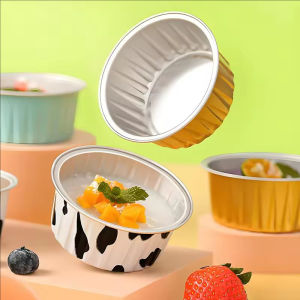 YESPERY 10pcs Reusable Tinfoil Box Small Baking Tray Air Fryer Liner Egg Tart Mold Aluminum Foil Cups Cookie Pudding Cupcake Mould Baking Tools