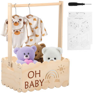 Wood Baby Shower Storage Basket Baby Shower Crate with Handle Baby Toys Storage Crate Multipurpose Gift Basket for Boys Girls