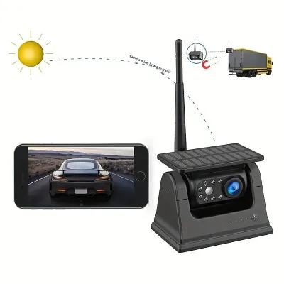 Camera Hành Trình Không Dây HD WiFi 5G Tích Hợp Pin Năng Lượng Mặt Trời Gắn Từ Tính 100M Cho Xe Buýt Xe Van Xe Tải Xe RV - Camera Trước Sau
