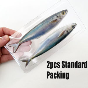 2PCS Trolling Fishing Lure 5.71in 33.5g Realistic Sardine Hard Bait for Tuna Mackerel Saltwater Deep Sea Boat Fishing