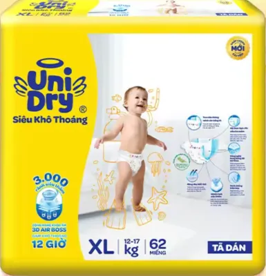 HCM - Chính Hãng- Tã dán Unidry XL62 - Tã bỉm cho bé Từ 12-17kg - Hsd luôn mới