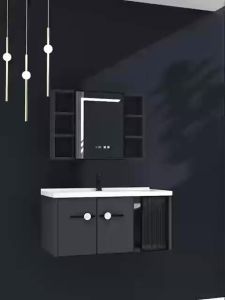 60cm Aluminum Bathroom Sink Cabinet Basin Set Washbasin with LED Mirror Box and Fcuacet