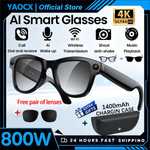 Smart AI Glasses 2026 4K Translator Photo Video EIS Recording Music Playback With 1400 Mah Charging Case SmartGlasses Men Women