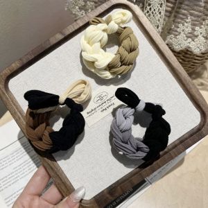 Colorful Knitted Hair Ties Korean Style Thick High Elasticity Multi-Purpose Simple Durable Hair Bands for Women Girls