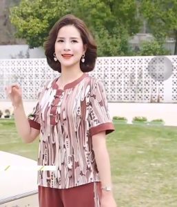 Đồ bộ trung niên cho mẹ mặc nhà chất vải lụa pháp đồ bộ nữ trung niên cao cấp. VN08