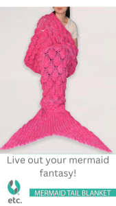 ETC Knitted Mermaid Tail Blanket 90cm x 180cm - color Fuschia FB-2001C