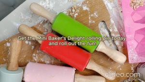 [EDS] Penggelek Silikon Mini Kanak-Kanak – Anti Lekat & Pemegang Kayu Silicone Non Stick Wooden Handle Rolling Pin Pastry Dough Flour Kitchen