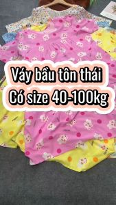 Đầm bầu mặc ở nhà mùa hè BIGSIZE có size vải tôn thái 2 da mềm mát thấm mồ hôi fom babydoll có tay