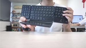 BOW Foldable Bluetooth Mobile Phone Keyboard Folding Portable Wireless Keyboard with Big Touchpad Keyboard for Smartphone