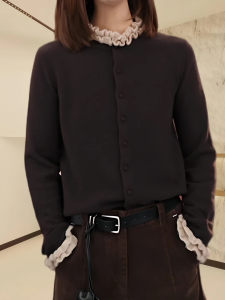 Slimming Elegant Fall French Lace Trim Knitwear