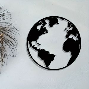 CIFbuy | CIFBUY Metal Wall Art World Map Sculpture Mural Iron Home Office Entry Decor Indoor Modern Gift