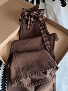 Retro Style Denim Pants with Butterfly Knot Comfortable Drapey High Waist Wide Leg Jeans for Women Autumn Season Fashion