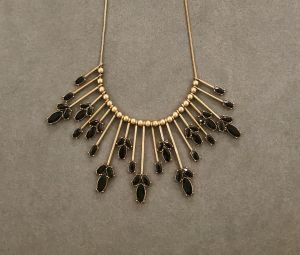DaVee Black gems gold necklace Retro Vintage necklace Ancient Roman western look necklace
