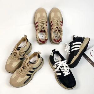 0396 Sneakers Wanita Sporty Mesh Hitam/Abu-Abu Import dengan Motif Stripe - Bisa COD