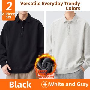 Black Polo Shirt for Men Long Sleeve