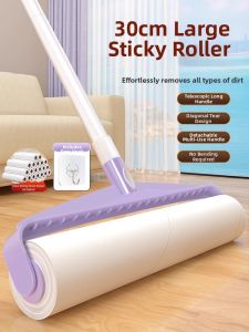 CHUSHE | Long-Handled Lint Roller Strong Adhesion Cat Hair Floor Dust Cleaning Tool
