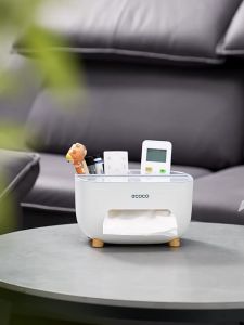 [SG] Tissue Box Living Room Multifunctional Desk Napkin Tissue Box with phone holder Multi-Function Tissue Box ABS Material