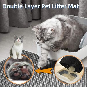 Cat Litter Mat Double Layer Waterproof Urine Proof Trapping Mat Pet Cleaning Supplies