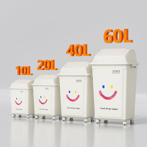 Covered High Capacity Large Square Trash Can With Wheels